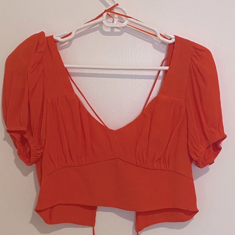 Crop top with open tie back